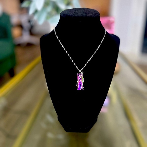 Handcrafted Prism Colored Crystal Wrapped Necklace - Picture 1 of 7